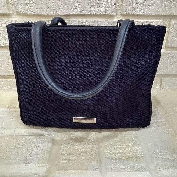 Nine West Handbags - Nine West Small Navy Blue Woven Handbag w/ Shoulder Strap